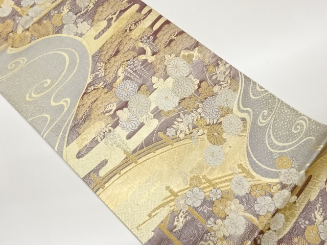 JAPANESE FUKURO OBI / WOVEN FLORAL PLANTS